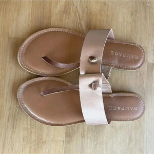 Rampage MAXXI Slip On Beige Gold Leather Casual Classic Spring Summer Sandals